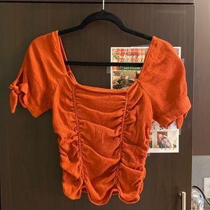 Ruched crop top blouse